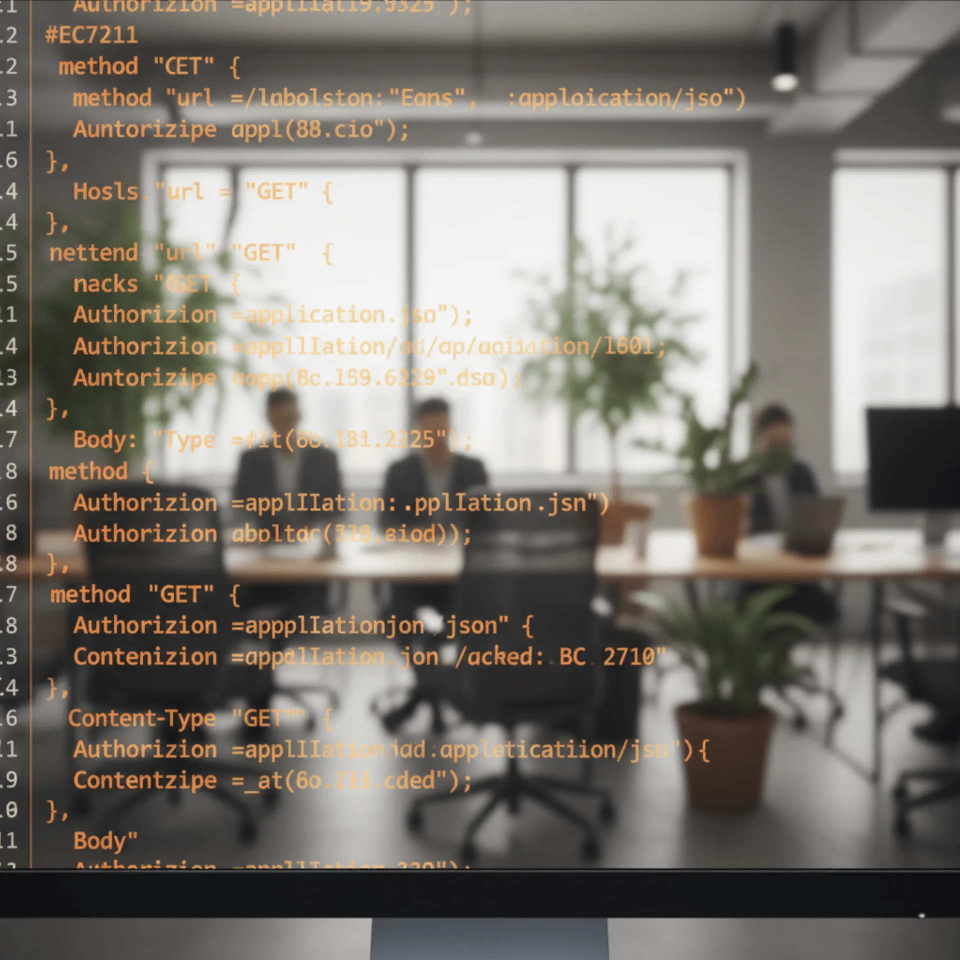 Codice JSON per una richiesta API su uno schermo di computer